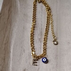Letter E Anklet With Evil Eye 11.5